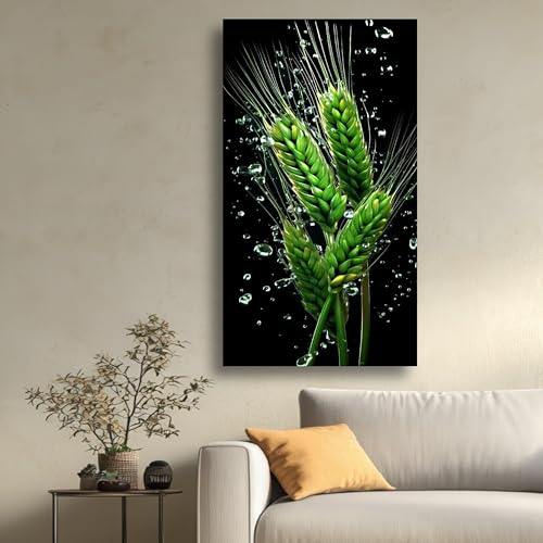 Tableau macro blé vert toile botanique haut de gamme 40x70cm - 3