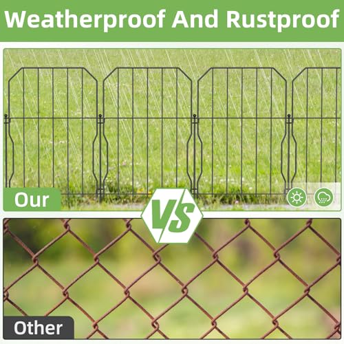 WELDUN Gartenzaun 25 Stücke Metall Steckzaun, Dekoration Gitterzaun für Garten, Winterfest Garten Zaun für Kaninchen, Hund, Hof, Hundezäune Gartenbeet Total 775 cm (L) x 55 cm (H)