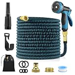 Tuyau d'arrosage extensible Pgtc 30m/100ft, Tuyau d'eau flexible triple couche, Pistolet de pulvérisation à 10 fonctions avec raccords 3/4" et 1/2", Tuyau d'arrosage rétractable extra-long léger pour