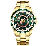 Sport Men Watch Top Brand Luxury Military Business Fashion Casual Male Clock Stainless Steel Quartz Man Wristwatch 8359 (Gold Green)