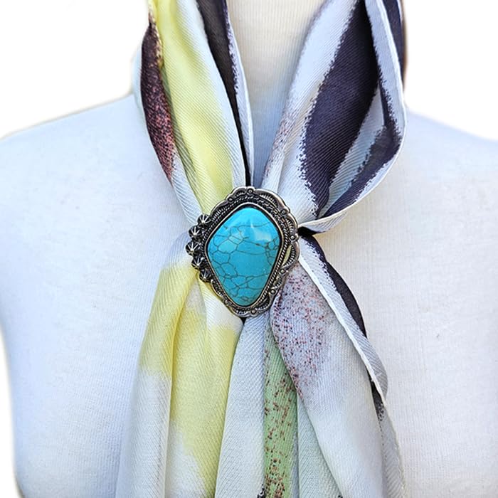 Western Concho Scarf Slide Western Ring 24MM Boho (Turquoise)2