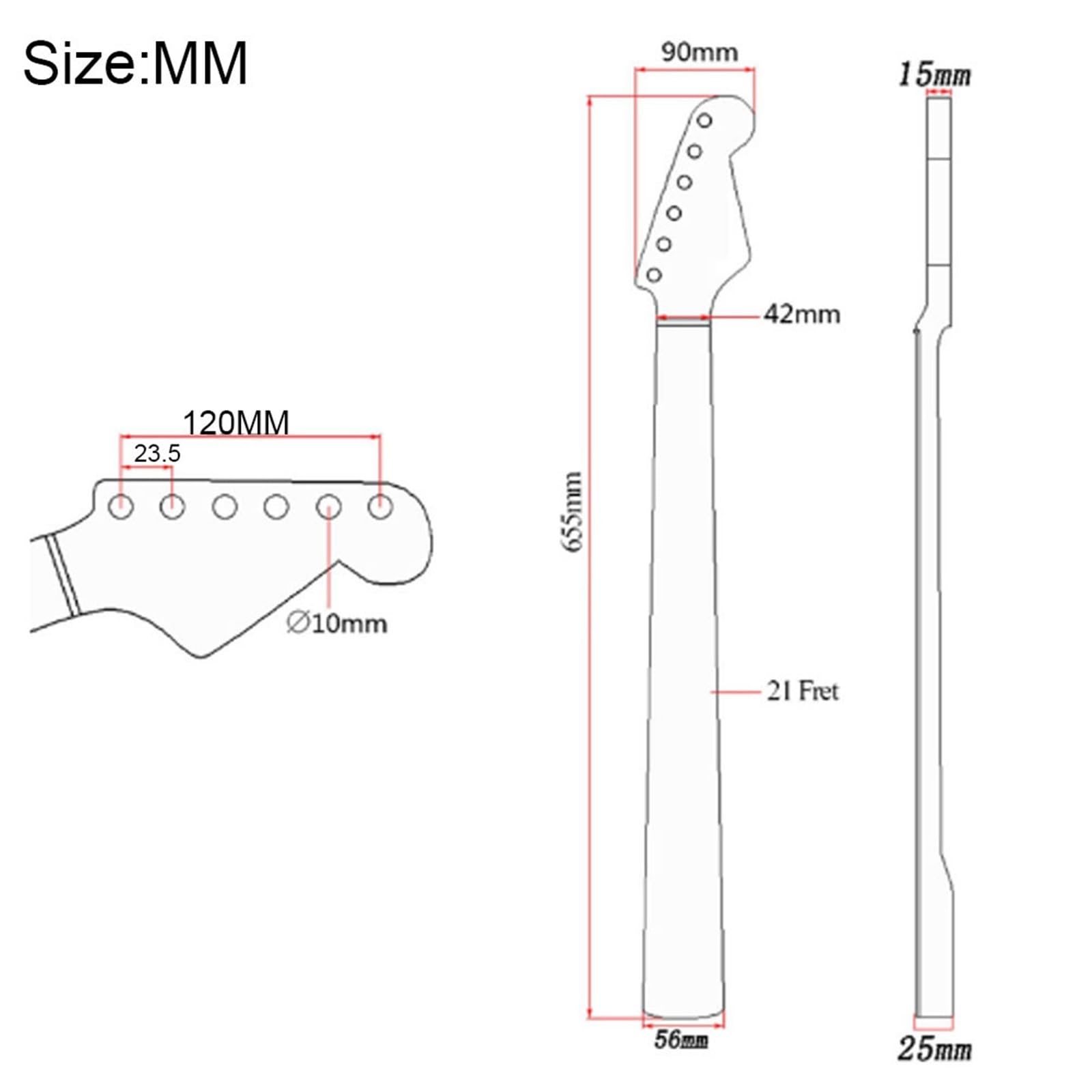 DIY Guitar Necks Painted Glossy 21 Fret Fingerboard With Colored Shell Neck For ST 6 String Electric Guitar DIY