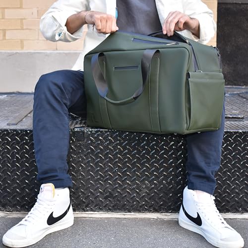 The FTL Pro Mens Travel Bag - 30L Premium Work to Gym Weekender Duffel with Garment Bag, Shoe Space & 18" Laptop Sleeve - Business Carry On Hybrid, Fits Under Airplane Seat - Abbot Green4