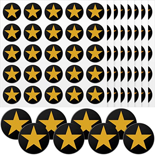 Image of Leinuosen Helmet Stickers Football Baseball Helmet Decals 1-1 /8 Inch Vinyl Sports Football Decals Self Adhesive Hockey Stickers for Hockey, Lacrosse, Batting(Black Print Gold,Star)