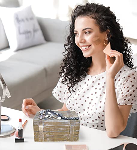 Puzzled CoTa Global Baja Beach Large Wooden Jewelry Box - Handcrafted Nautical Trinket with Seashell and Starfish Decorations, Accent Tabletop Home Decor, Jewelry Storage - 9 Inches - Image 4