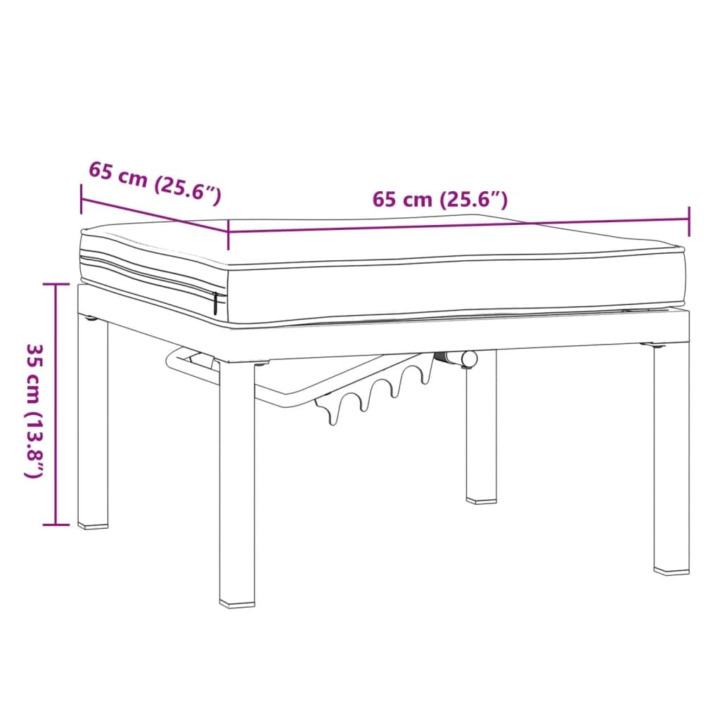 Taboret ogrodowy z poduszką, czarne, malowane proszkowo aluminium, 65 x 65 x 35 cm, regulacja wysokości, 3-stopniowa, obciążenie do 110 kg, na balkon, taras, do siedzenia na zewnątrz