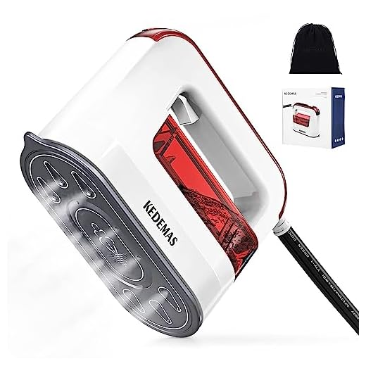 Travel Steamer Iron for Clothes, KEDEMAS 1300W Powerful Mini Handheld Garment Fabric Iron, Horizontal and Vertical Ironing 4 in 1, 40s Fast Heat-up, Portable Compact Steam for Traveling and Home, Red