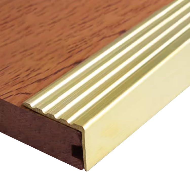 Brass Anti-Slip Stair Nosing Edge Trim - Durable Step Protector Strip for Wood & Tile - Corner Threshold Cover - 1pc (38x18mm) - Enhance Safety & Style
