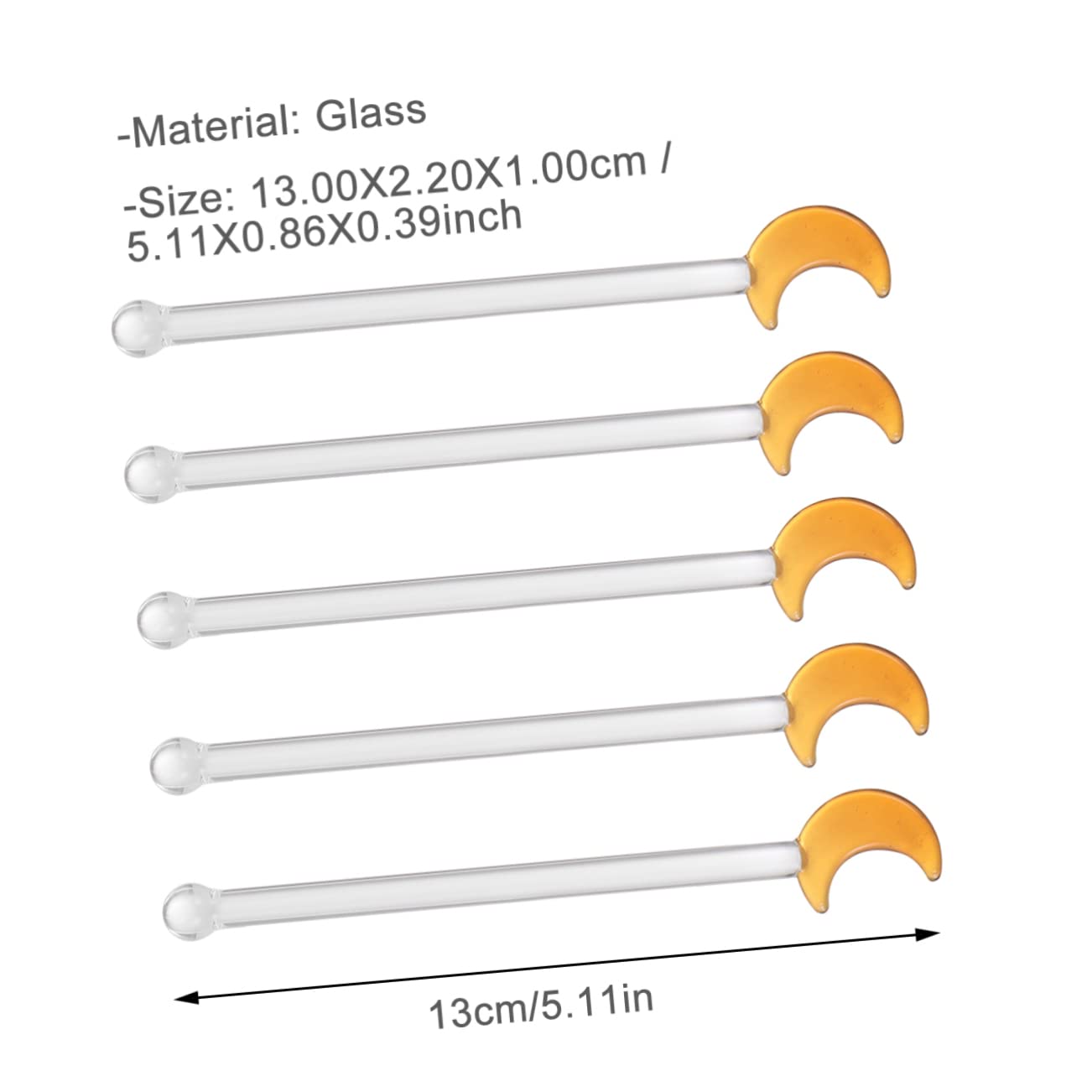 STOBAZA 5Pcs Cocktail Mixer Glass Swizzle Sticks Drink Stirrer for Wine Tea More for Parties Holidays Home Bars Heat Resistant