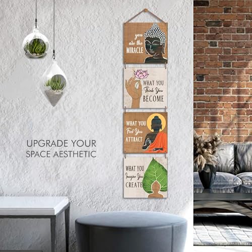Image of Chaka Chaundh - Kitchen Plaque Quotes Wall Hanging Decor - Restaurant Quotes Sign Board Decor - Dining Quotes Sign Wall Plates Decor Items - Set of 3 (Buddha Square - Set of 2)