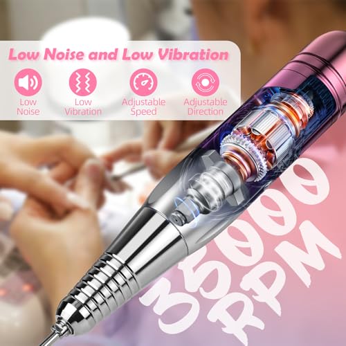 Kit profesional de lima eléctrica para uñas 35000RPM miniatura 3