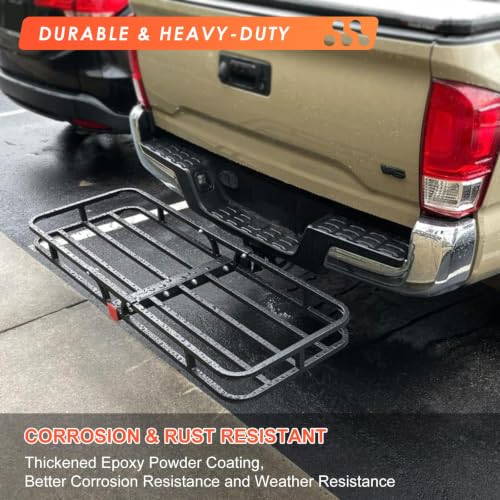 Image of Hitch Cargo Carrier Rack 53 inch*19 inch*5 inch + Waterproof Bag 9 Cu.Ft. (51 inch*17 inch*18 inch) | Included Cargo Net with Attachment Hooks,Ratchet Straps,Hitch Stabilizer|500 Lbs Capacity,Fit 2 inch Receiver
