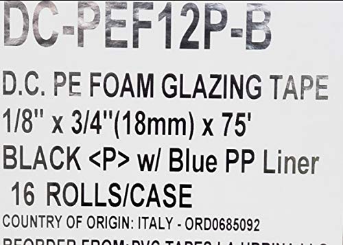Image of Double Coated Window Glazing Tape, DC-PEF12P Width 1 /8 inch x Thick 3 /4 inch x 75' Black