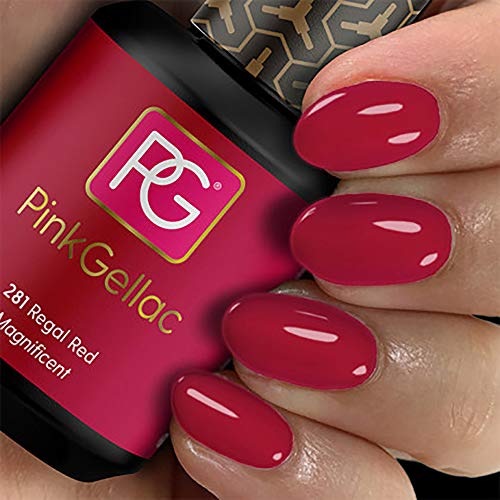 PINK GELLAC Shellac Gel Nagellack 3 x 15 ml für UV LED Lampe | 281 Regal Red Rot 15 ml + Base Coat Extend 15 ml + Top… – Bild 3