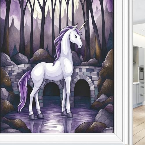 Vinilo Decorativo para Ventana Unicornio Acuarela 17.7x23.6 in