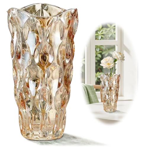 24 cm Kristall Vase, Modern Glasvase Gross, Blumenvase Glas, Nordic...