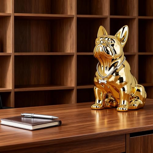 Estatua de Bulldog Francés de Resina Dorada 8 in miniatura 2