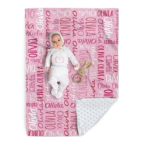 Image of Custom Baby Blanket - Personalized Names Design - Soft Plush Blanket with Double Layer Dotted Backing for Boys Girls Color19(47x60 inches)