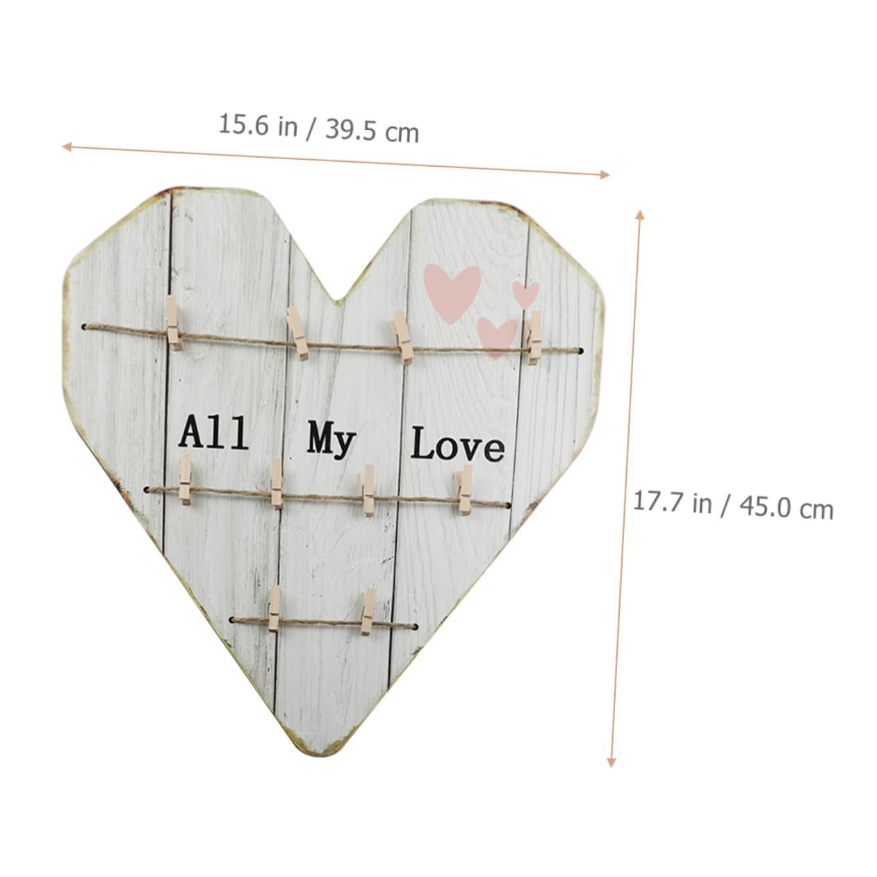 Alipis Cuore in Legno Portafoto da Parete, Stile Rustico Beige, per Matrimonio e Anniversario, Decorazione per Foto e Casa