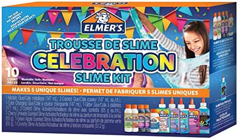 Elmer’s Celebration Slime Kit, Slime Supplies Include Assorted Magical Liquid Slime Activators and Assorted Liquid Glues, 10 Count