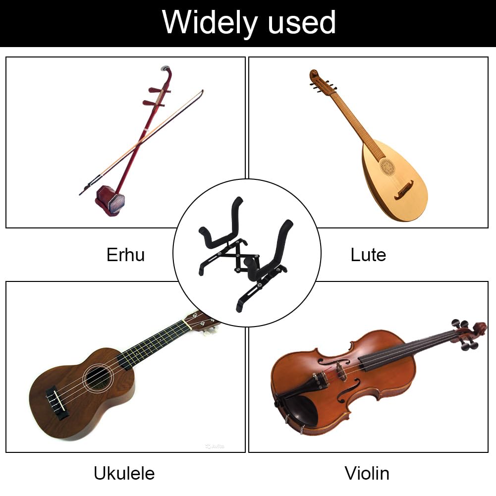 Supporto Ukulele In Legno Pieghevole - Per Mandolino, Violino, Banjo - Con Bordo Spugna Protettivo - Helweet - Foto 5