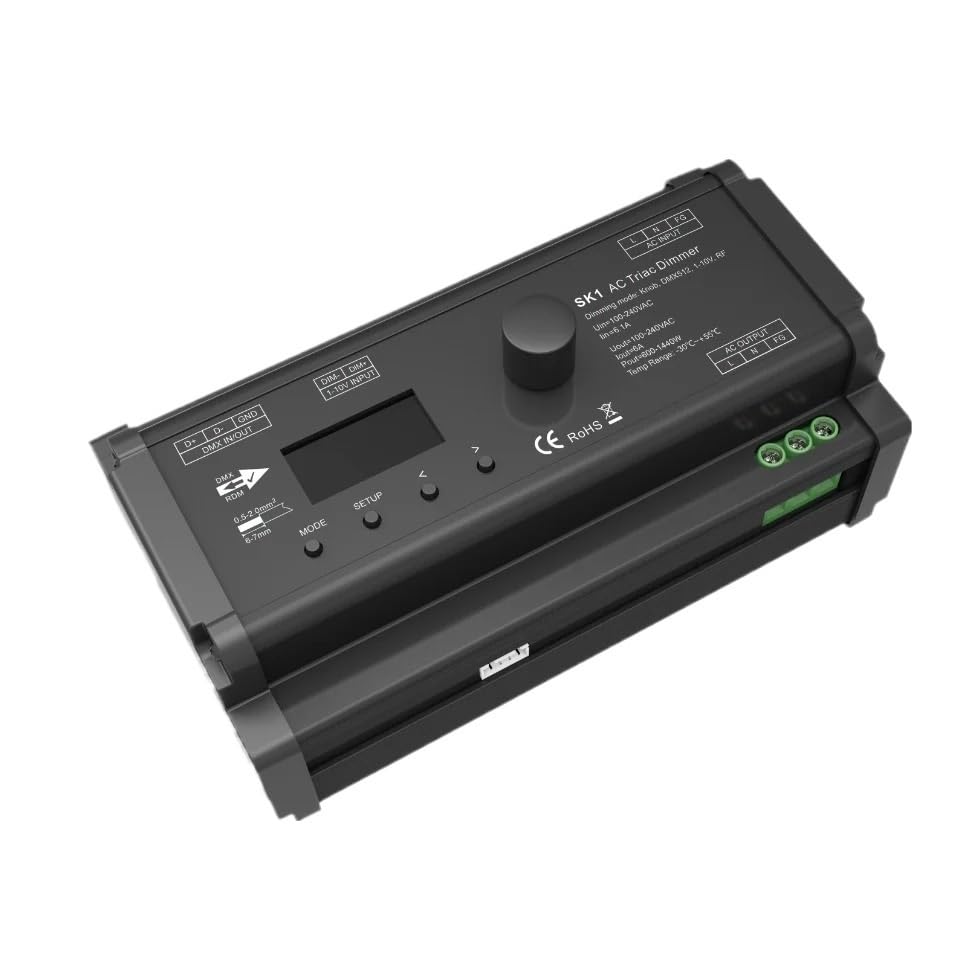 110V-220VAC 1CH*6A RF AC OLED Triac Dimmer 600W-1440W 2.4GHZ RF Knob DMX512 1-10V Decoder Dimming LED Dimmable Light