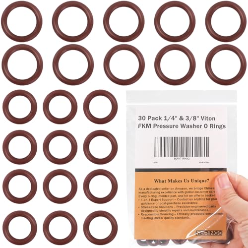 NBRINGO 30 Pack Viton Pressure Washer O Rings - High Temp FKM O-Ring Kit for 1/4 & 3/8 Quick Connect Hot Water Power Washer Hose Gun Wand Tip & Coupler Seals Replacement