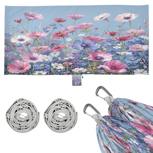 Kigai Colorful Wildflower Camping Hammock Durable & Portable Travel Hammock Holds 330lbs with Tree Strapsm, Pocket, Camping Accessories