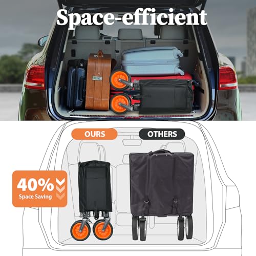 NGTeco Bollerwagen Faltbar Handwagen, 275lbs Weight Capacity Collapsible Folding Wagon Cart with Brake, Beach Wheels, Heavy Duty Foldable Outdoor Utility Garden Cart – Bild 7