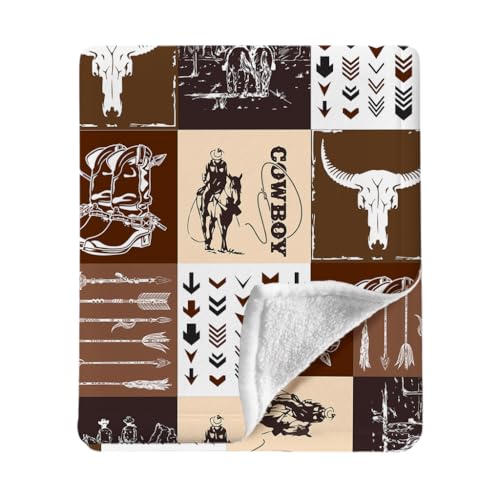 Image of Western Blanket, Western Decor for Nursery Room, Baby Blankets for Boys Girls, Cowboy Baby Blankets, Western Baby Stuff, Soft Warm Lightweight Nursery Bed Blanket for Newborn Toddlers (01, 30x40 in)