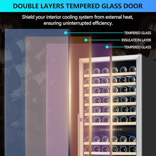 Image of ORYMUSE Dual Zone Wine Fridge Freestanding 175 Bottle, 24 Inch Large Capacity Built-in Wine Cooler Refrigerator with Upgraded Compressor Cooling and Intelligent Temperature Memory