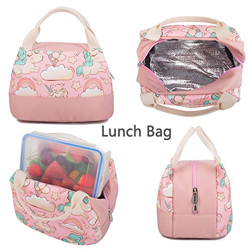 image for Peonys Girls School Backpacks Set Cute Unicorn Backpack with Lunch Box