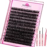 MOONKALI Lash Clusters Kit 80D Cluster Eyelash Extensions Kit 12-20MM Thick Eyelash Clusters Individual Lashes Clusters Kit With Lash Bond and Seal and Tweezer Waterproof Eye Lash Cluster Extensions