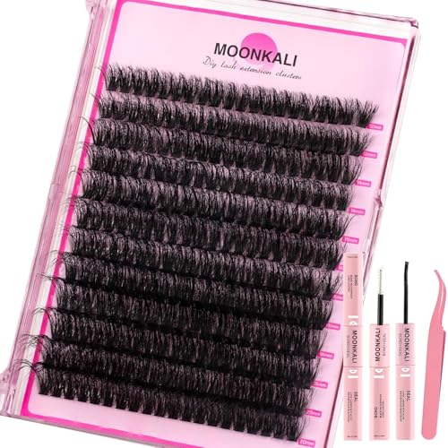 MOONKALI Lash Clusters Kit 80D Cluster Eyelash Extensions Kit 12-20MM Thick Eyelash Clusters Individual Lashes Clusters Kit With Lash Bond and Seal and Tweezer Waterproof Eye Lash Cluster Extensions