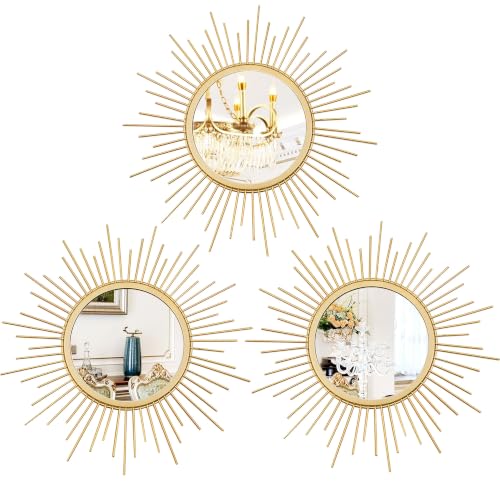3 Pack Gold Sunburst Mirrors