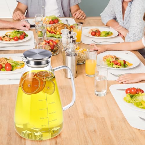 Pichet en verre de 3,5 l avec couvercle QWORK grande carafe d'eau graduée - 8
