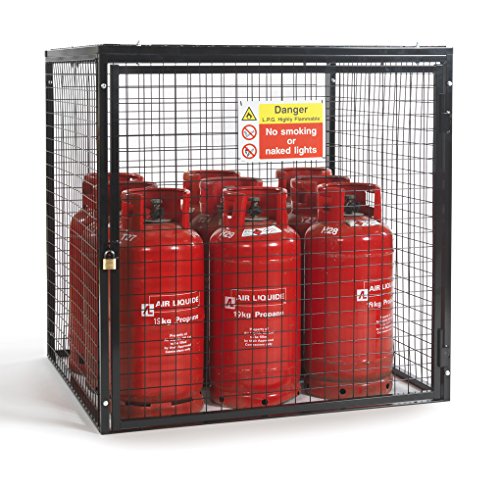 Geakv Black Powder Coated Gas Cylinder Cage for 9 x 19kg Cylinders