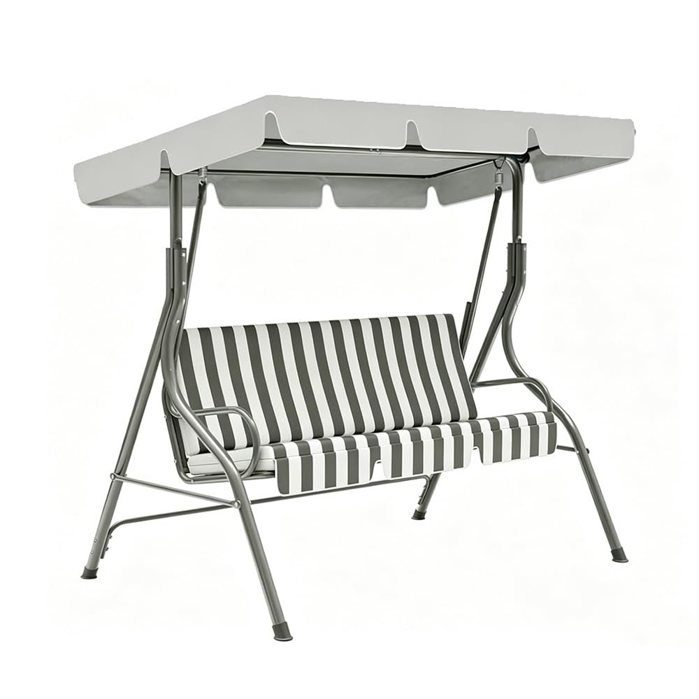 BEWEGNLNHK Waterproof Patio Swing Canopy Replacement Cover 2 3 Seater Porch Swing Canopy Replacement Top Cover Outdoor Swing Cover For Garden Porch Hammock(Light Grey,249x185cm/98x73in)