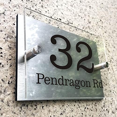 House Numbers Plaques House Numbers Acrylic & Aluminium Door Numbers Plaques for Wall Modern Glass Effect Door Signs and Plaques (Rectangle)