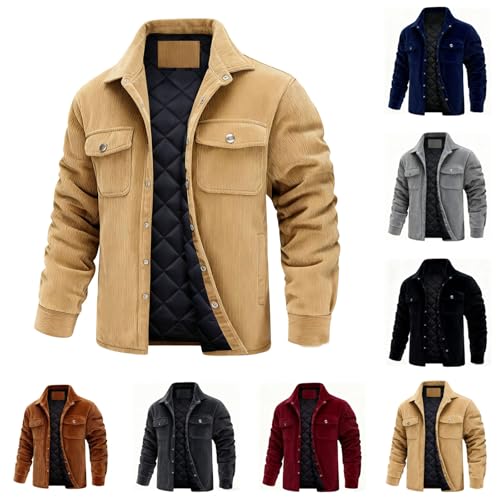 Winterjacke Herren Cordjacke Puffer Jacke Warme Baumwolle...