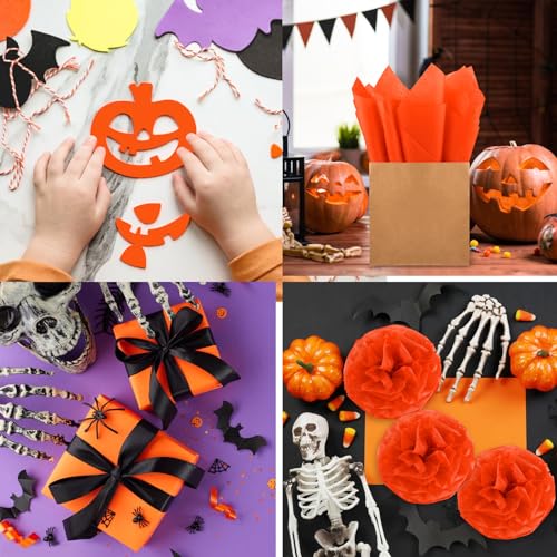 Miniatura 4 de Morcheiong 60 Hojas De Papel De Seda Naranja Para Proyectos De Arte, Manualidades, Envoltura De Regalos 20 X 14.5 Pulgadas, Modelo Ysz20230713-08