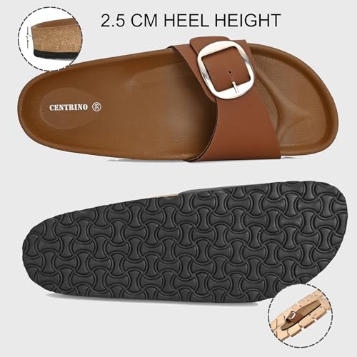 Image of Centrino Women's Berkin-Style Slip-On Sandals | Open Toe Design | Soft PU Footbed | Lightweight & Comfortable | Arch Support | On-Grip Sole | Casual Outdoor Wear (9228)