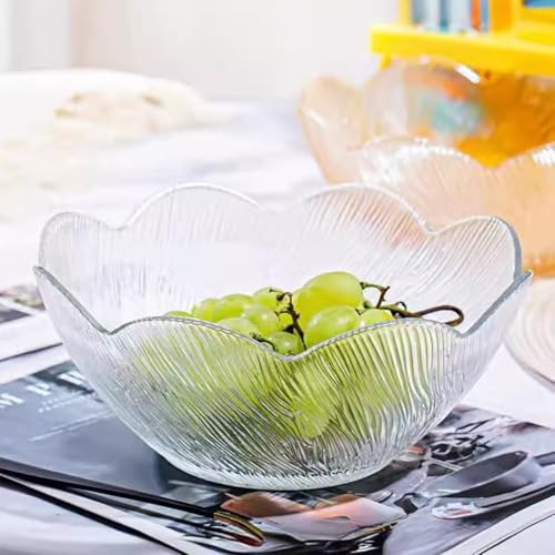 Jarsense Glass Serving Bowls, 3pcs Glass Salad Bowls, Vertical Round Mixing Bowls, Decorative Fruit Bowls - Image 3