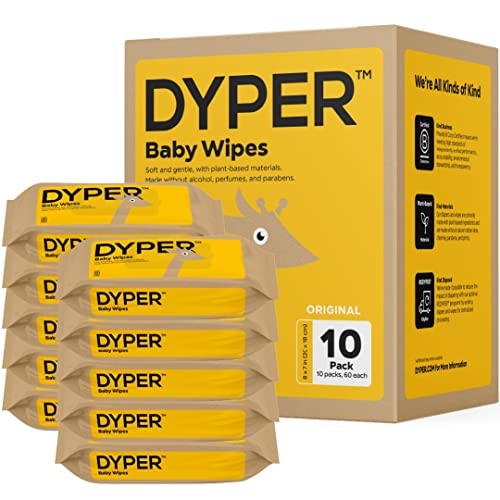 Image of DYPER Viscose from Bamboo Baby Wet Wipes | Unscented for Sensitive Newborn Skin | Hypoallergenic | Honest Ingredients | Made with Plant-Based* Materials + 99% Water