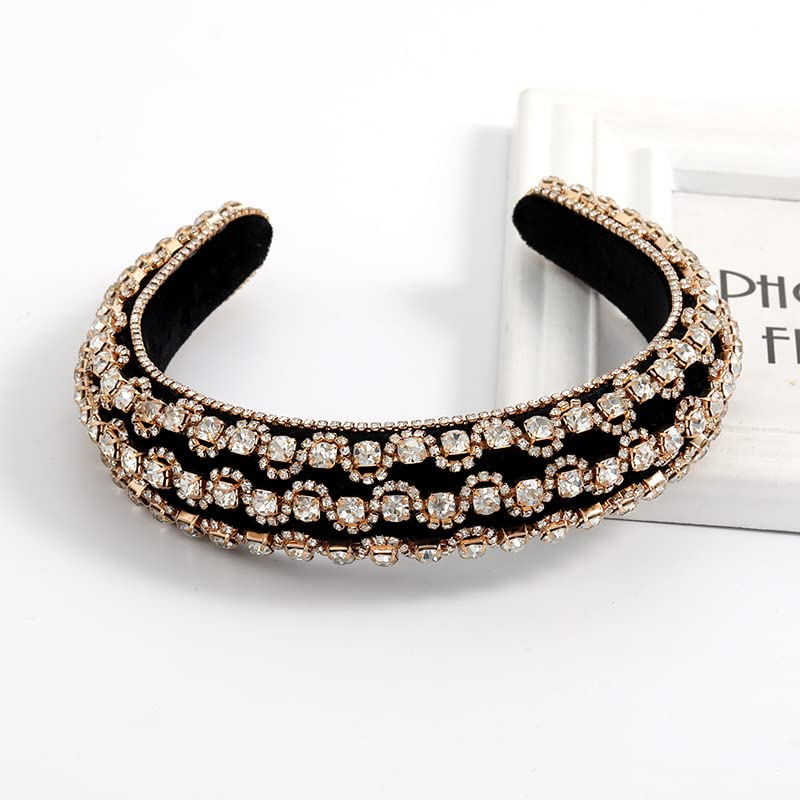 Full Rhinestone Hairband Padded Women Headbands Crystal Crown Hair Accessories For Girls Wedding Party Hair Accessories (Gold) - Image 3