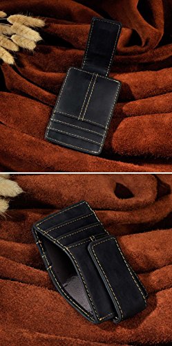Image of Le'aokuu Genuine Leather Magnet Money Clip Credit Card Case Holder Slim Wallet