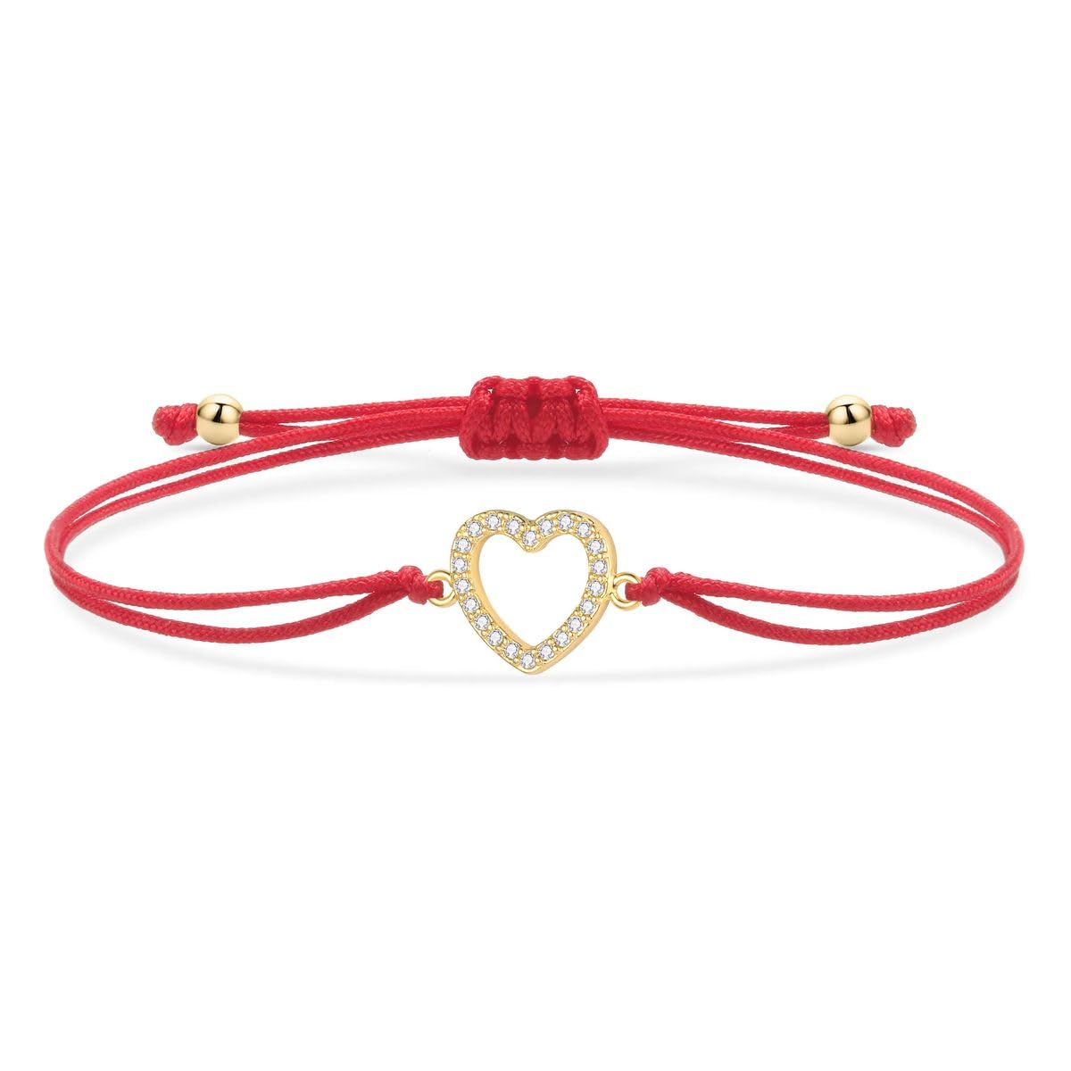 gioielli Nuovo 2025 CZ Ottone Amore Cuore Bracciale con ciondoli Amante delle donne Regalo Placcato in oro Cubic Zirconia Zircone Rosso Stringa con per te Gioielli Accessori Creativi