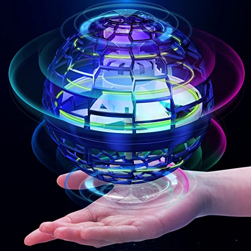 Flying Ball Toys 2022 Upgraded Hand Controlled Flying Orb Magic Ball RGB Led Lights Boomerang Spinner 360Â°Rotating Soaring UFO Mini Orb Drone Flying Toy Safe for Kids Adults(Blue)