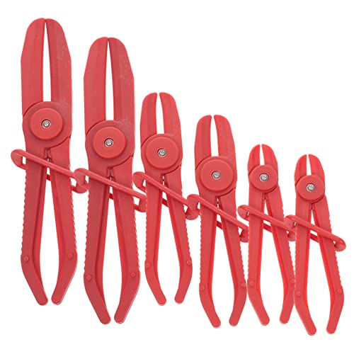 COOLHIYA 6pcs Car Hose Clamp Car Tool Pliers Tool Auto Hose Clamp Pliers Hose Tubing Pliers Tubing Cut-off Pliers Car Tubing Tools Hose Clamp Tool Vehicle Repair Pliers Cars Plastic Red