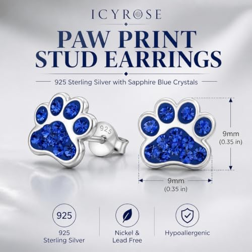 Image of 925 Sterling Silver Paw Print Stud Earrings (Choose Your Style) (Nickel Free)